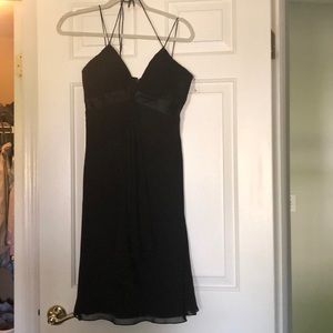 Black spaghetti straps knee length dress